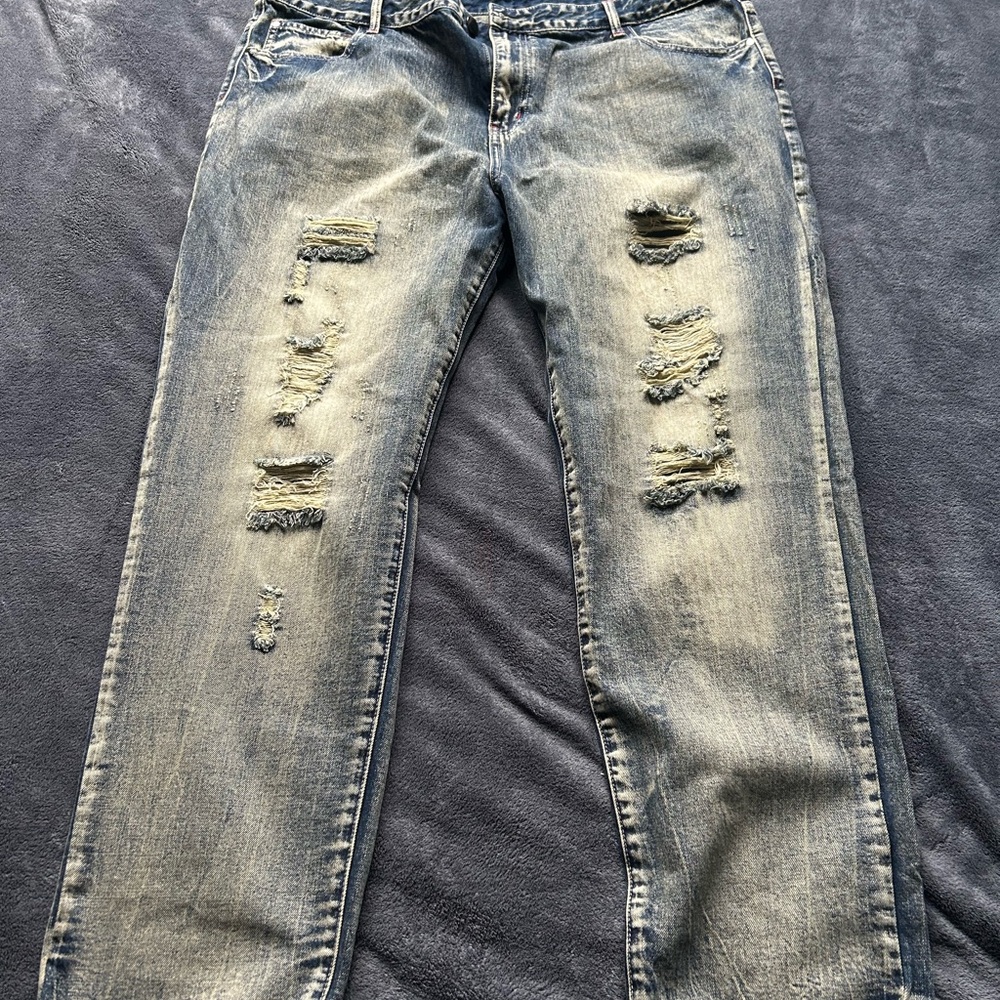 Distressed Blue Jeans